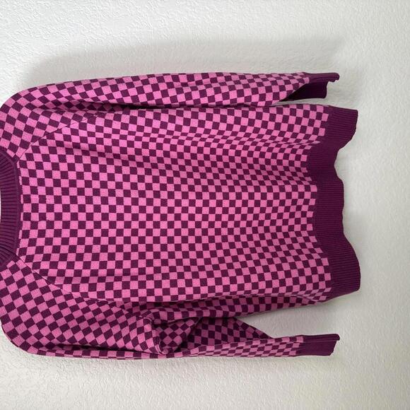 Women’s Future Collective Pink/Purple Check Sweater Size Large - Picture 2 of 4